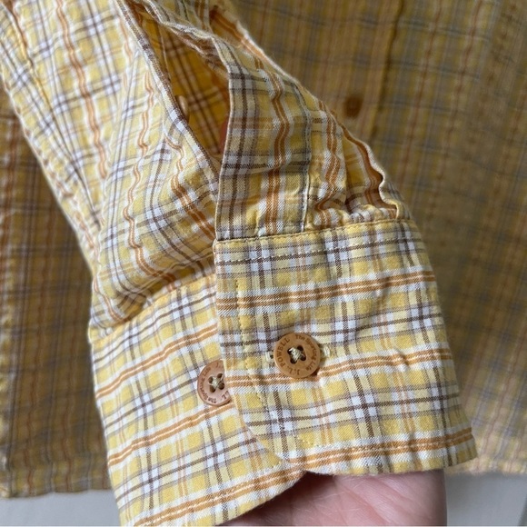 J.L. Powell Plaid Button Down Shirt Men’s XL Long Sleeve Cotton In Yellow - Picture 6 of 10
